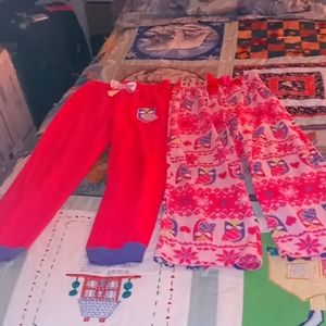 Bundle of Two,Cute Soft & Cozy, Fleece,Big Girls,PJ Bottoms with Owls,Size 7(S)